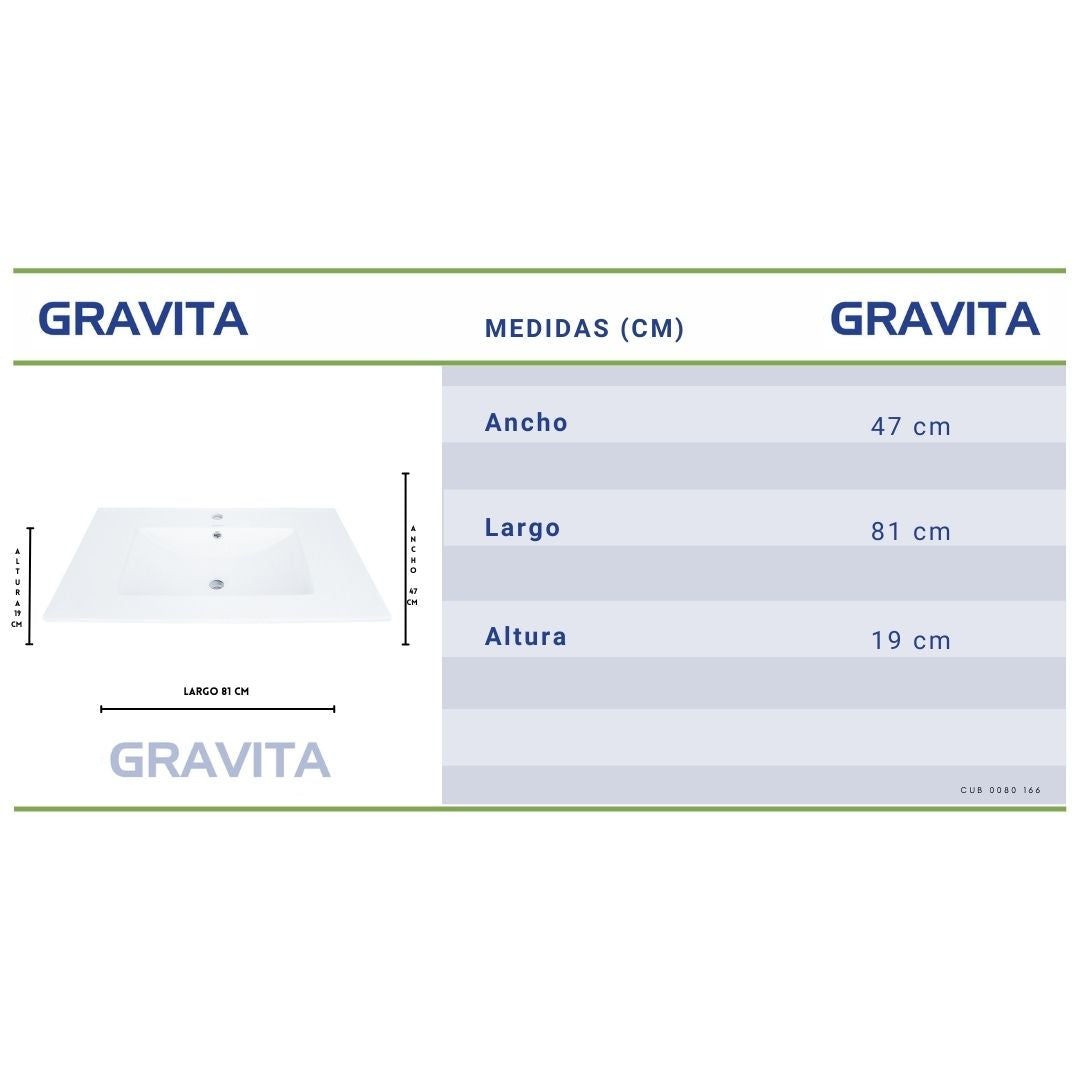 Lavabo CUB 0080 166 - GRAVITA