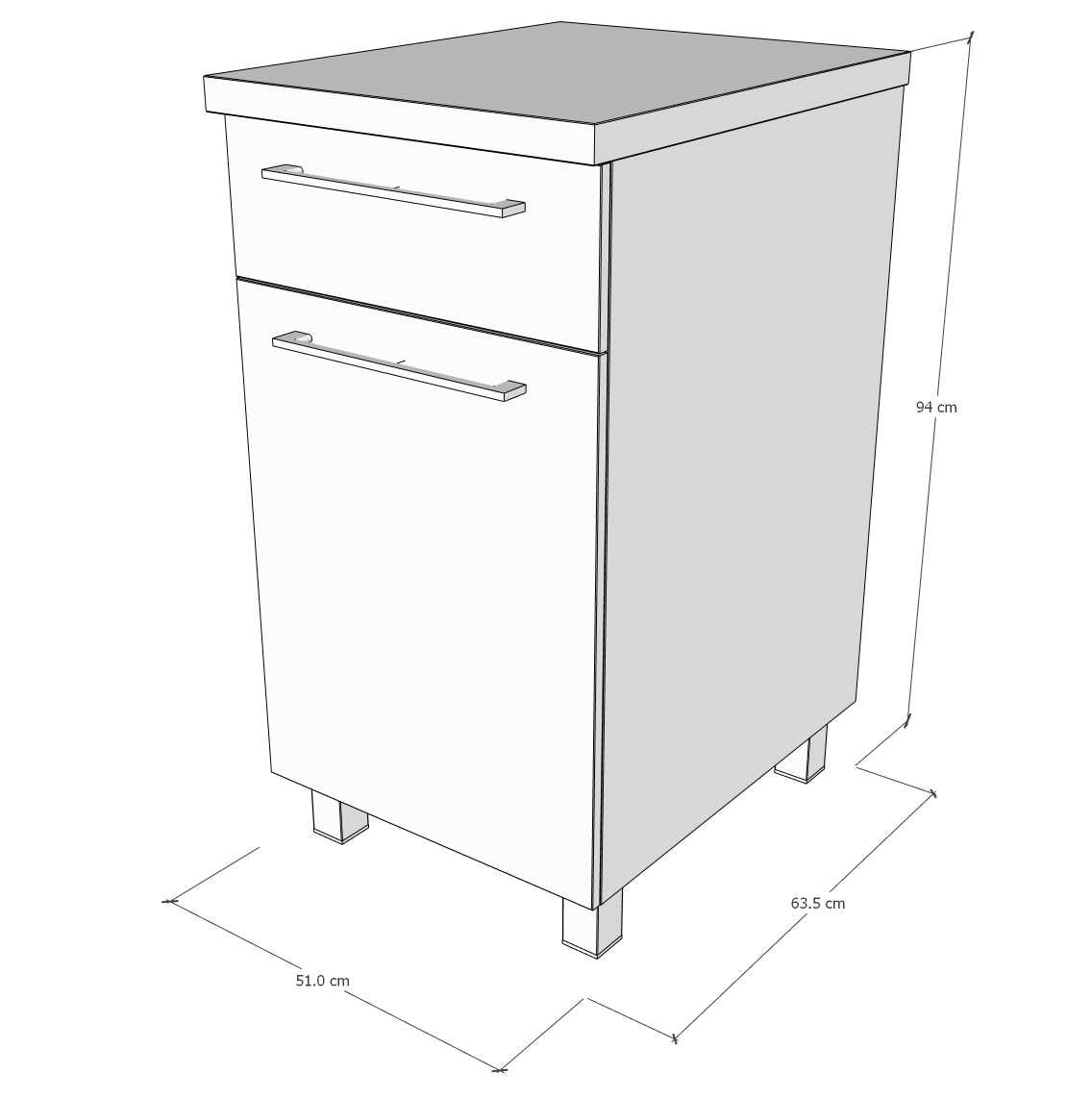 Gabinete de 50 cm con puerta y cajón - Dark Rockford