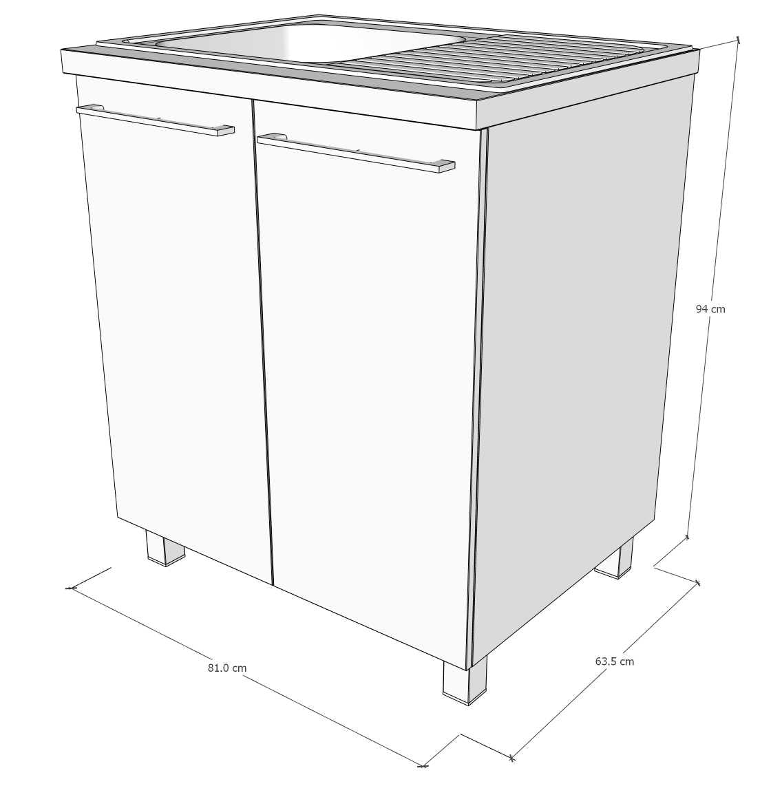 Gabinete 80 cm con tarja - Dark Rockford