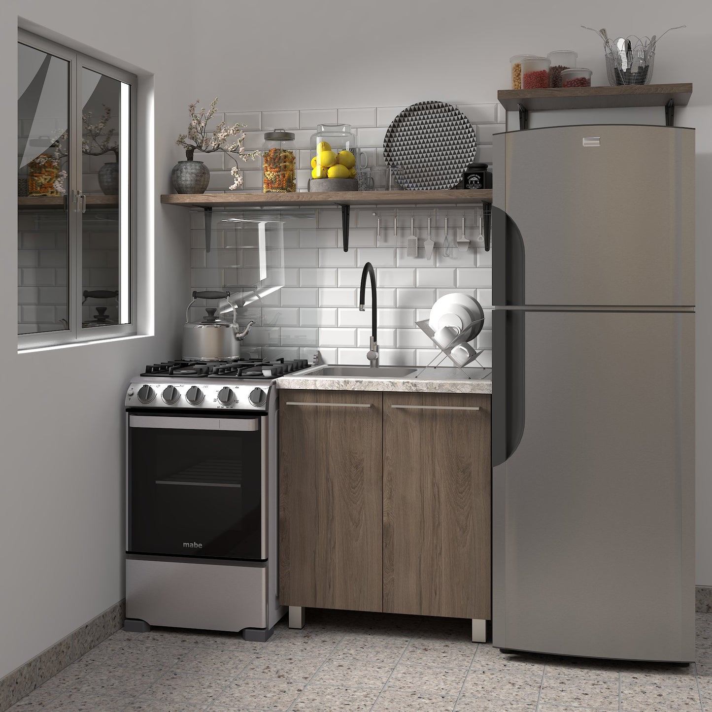 Gabinete 80 cm con tarja - Dark Rockford