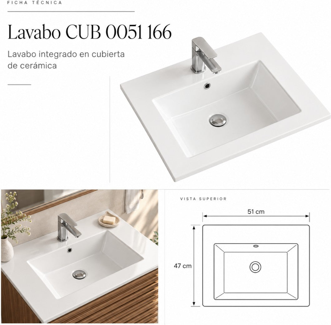 Lavabo CUB 0051 166 ficha técnica - GRAVITA