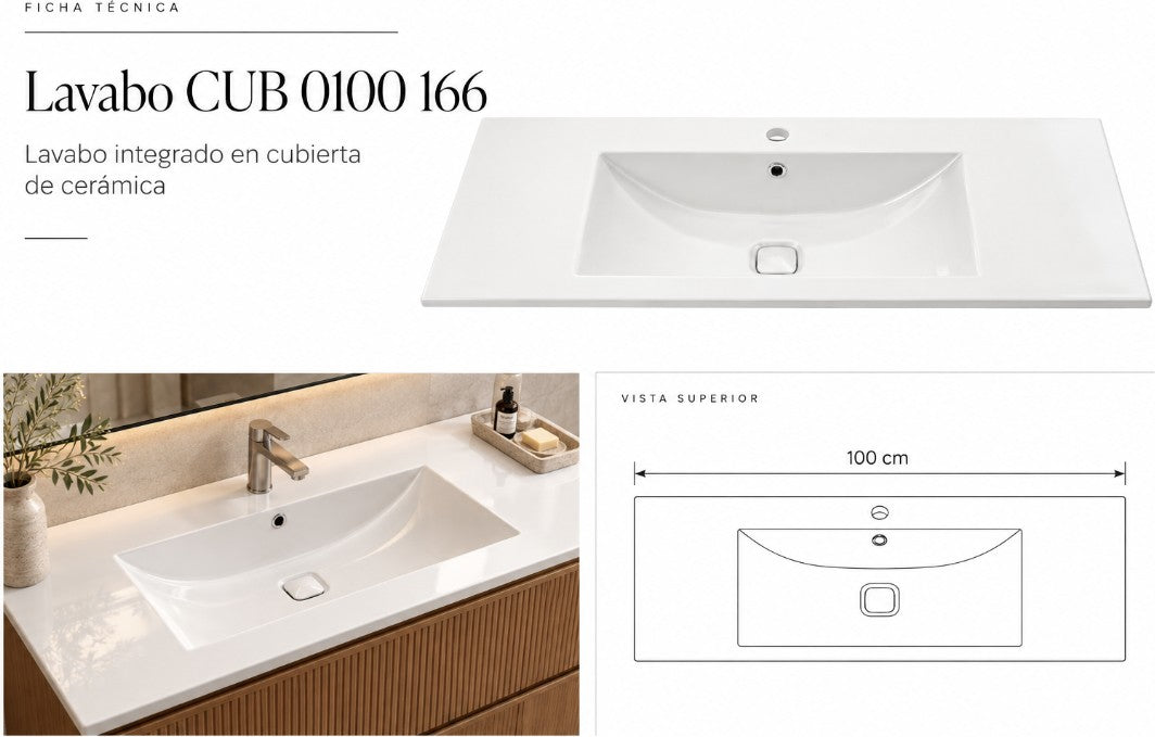 Lavabo CUB 0100 166 ficha técnica - GRAVITA